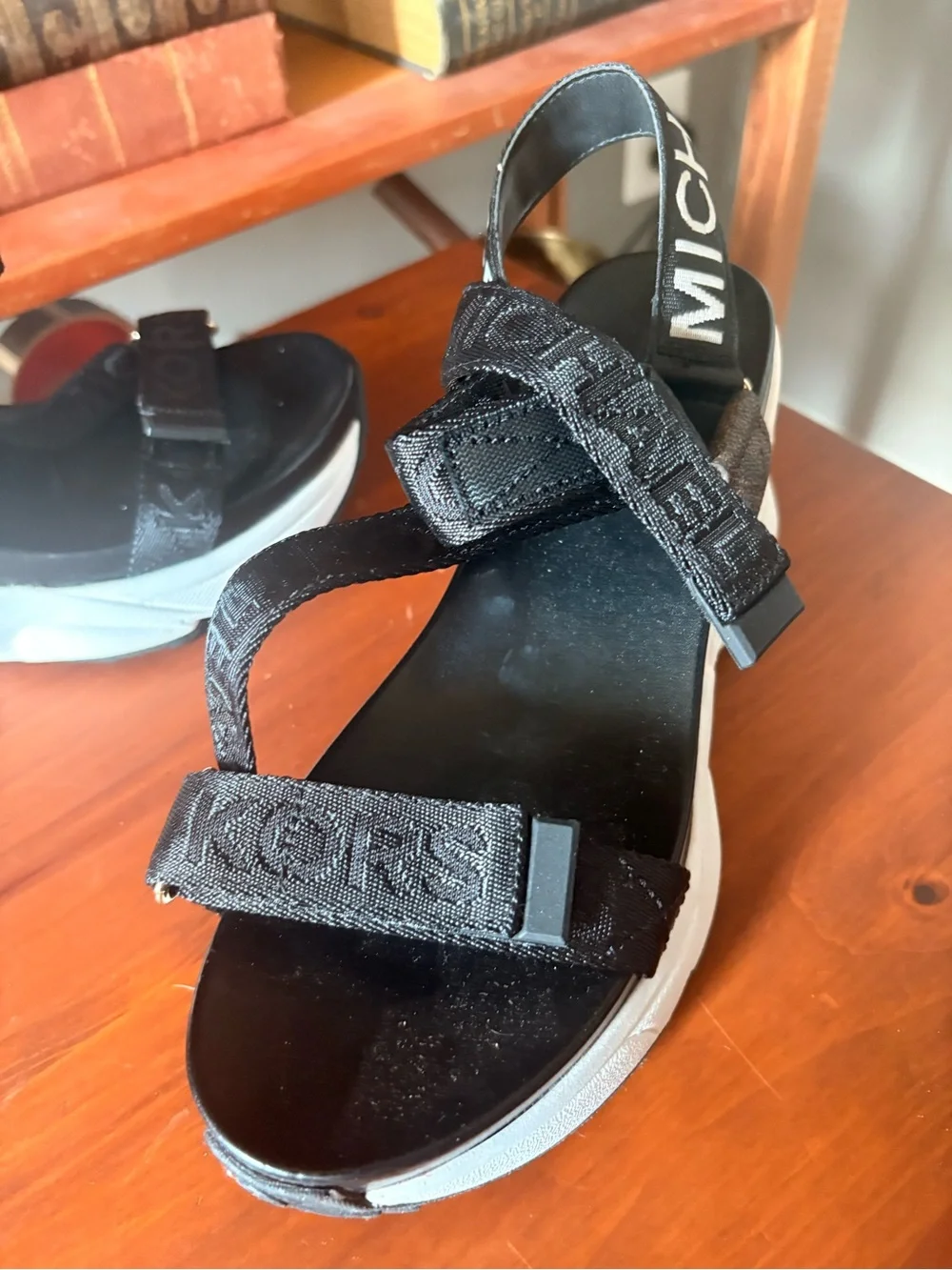 MICHAEL Michael Kors Maddox Black & White Platform Sport Sandals